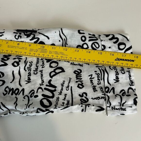 Vintage Laura Ashley Linen French White Black Convertible Sleeve Top PM - Picture 8 of 8